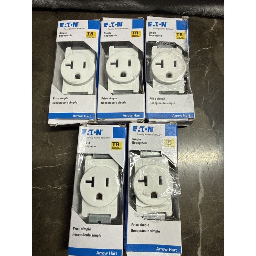 Lot of 5 Eaton TR1877W-Bxsp Single Receptacle 20A‎ White